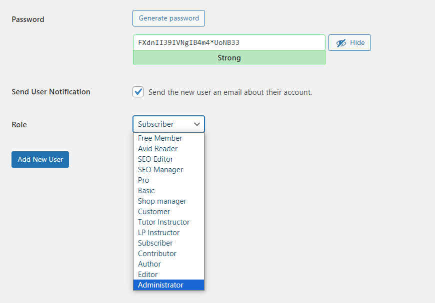 resetting password in WordPress