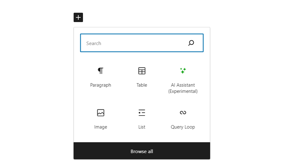 the AI Assistant block in WordPress