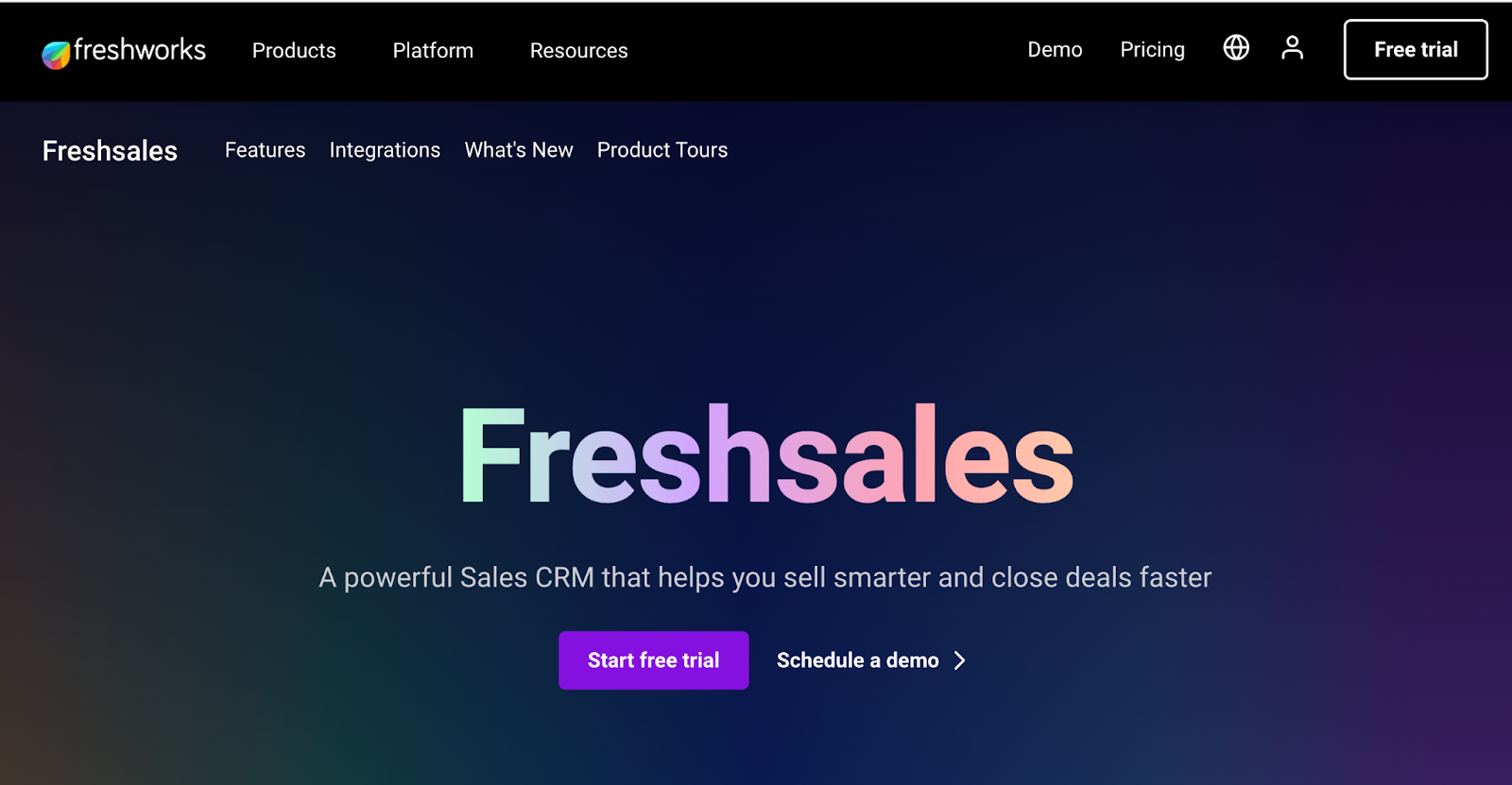 Página de inicio de Freshsales