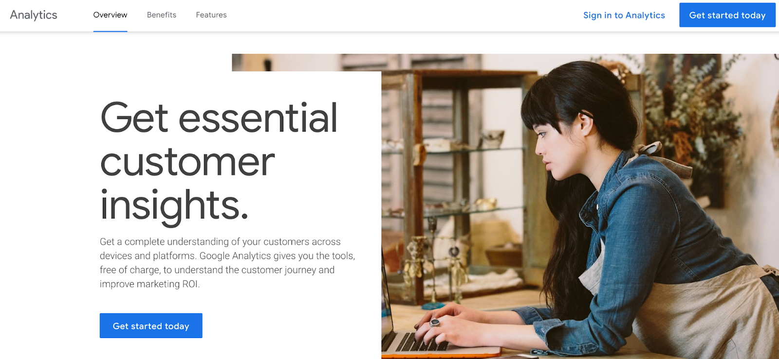 Google Analytics homepage