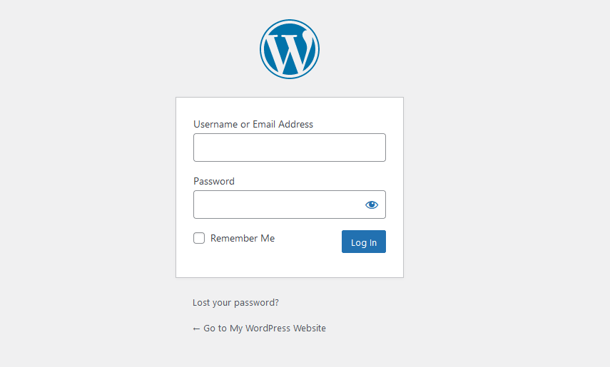 WordPress login screen