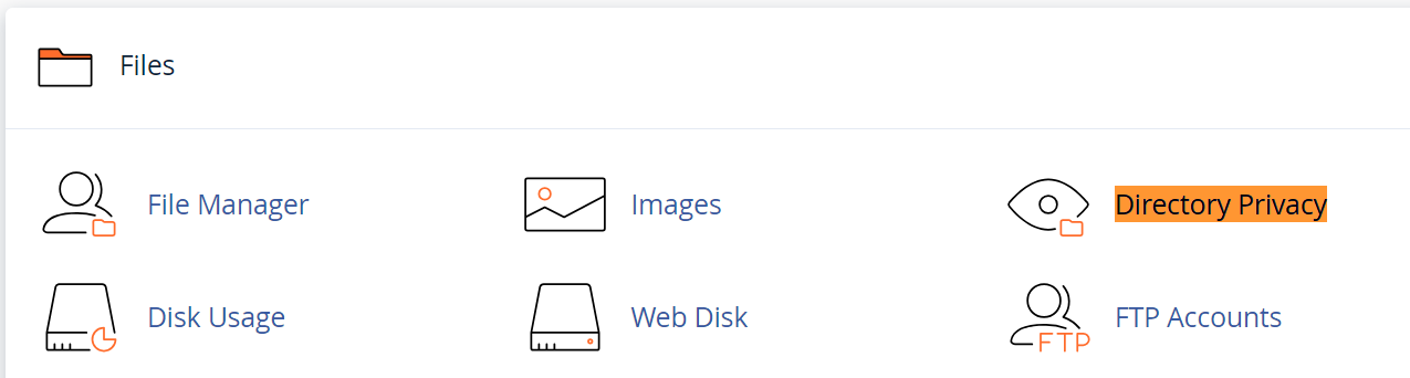 finding "directory privacy" in cpanel