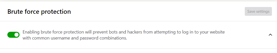 option to turn on brute force attack protection with Jetpack
