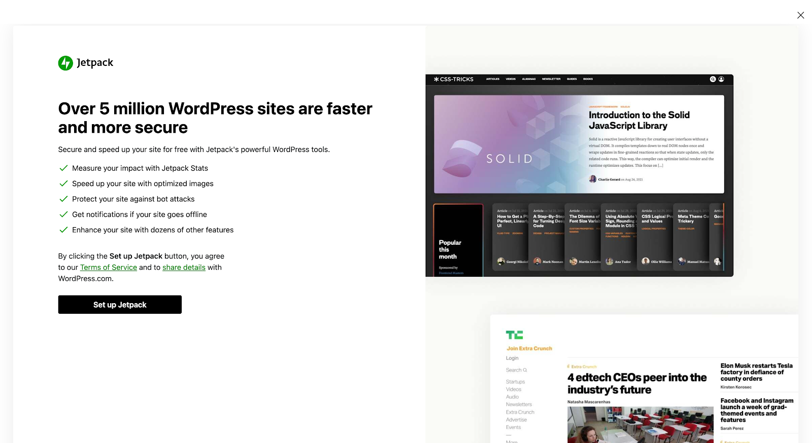 Install and activate Jetpack. You can install Jetpack from your WordPress dashboard.
