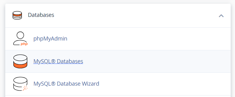 In cPanel, for instance, look for the Databases section and click on MySQL Databases.