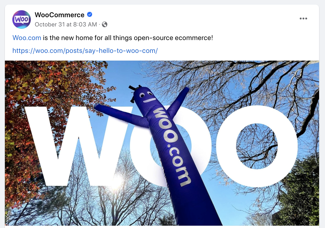 funny social media post from WooCommerce