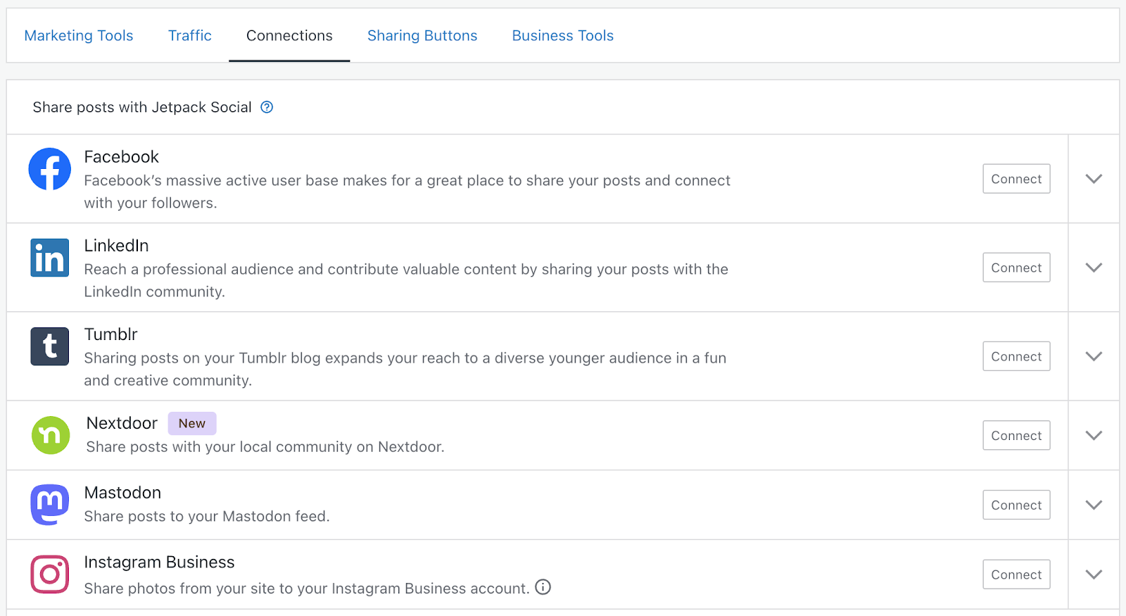 options to connect to social acccount