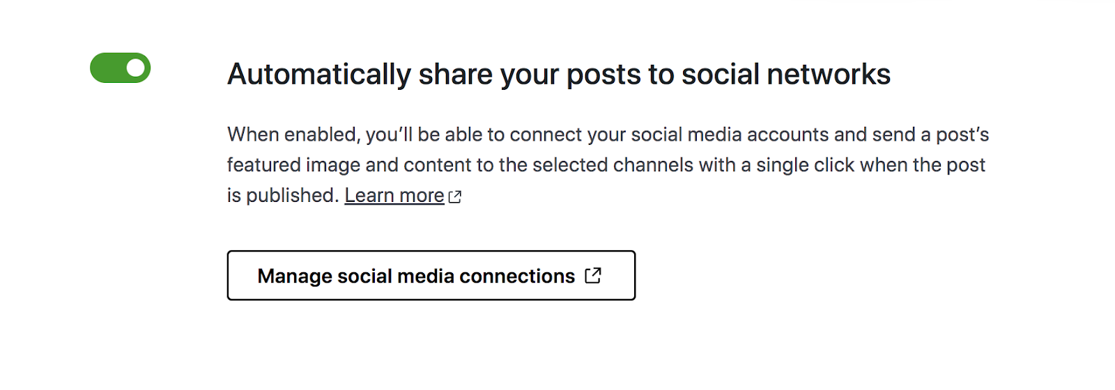 setting for automatic social sharing