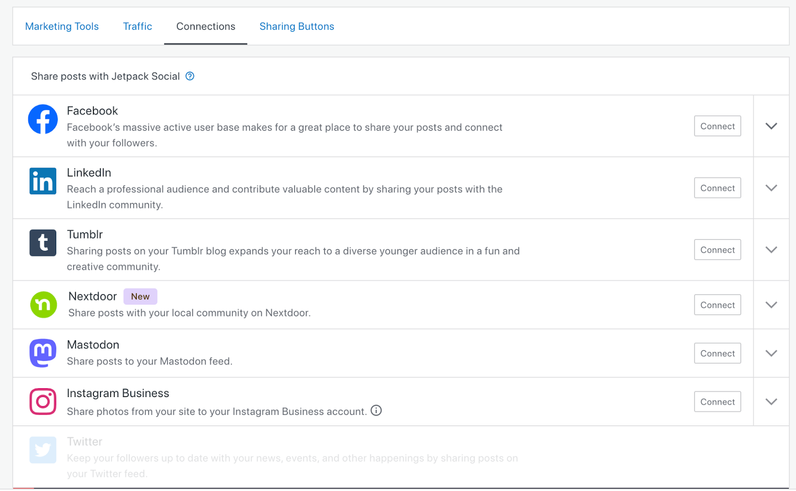 options for social accounts