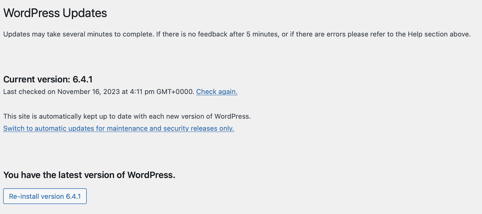 available updates in WordPress