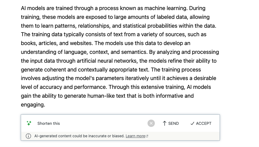 You can further prompt the Jetpack AI Assistant using natural language to refine or change the generated paragraph.