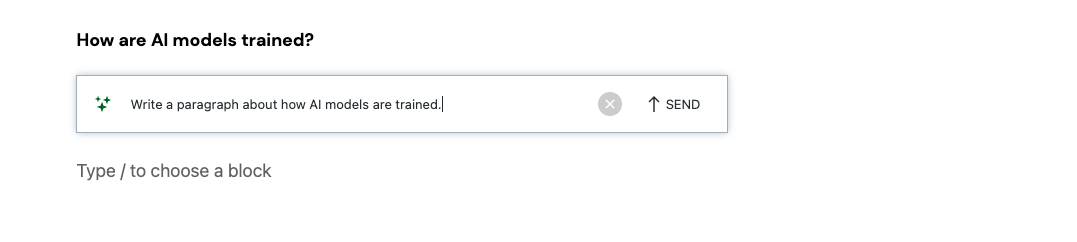 Enter a prompt for Jetpack AI Assistant and press Send.