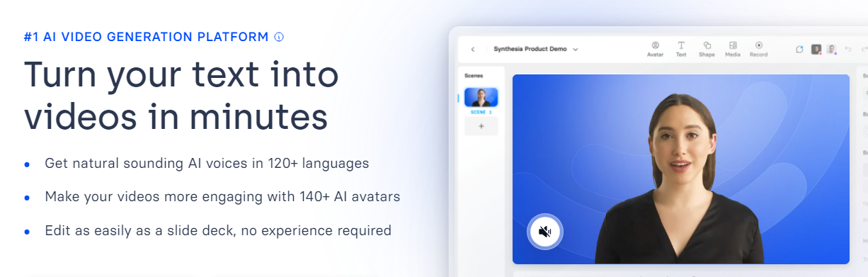 Synthesia is an AI video generator that focuses on virtual avatars. The service provides a broad range of avatars based on real-life people that it can adapt to read scripts. 
