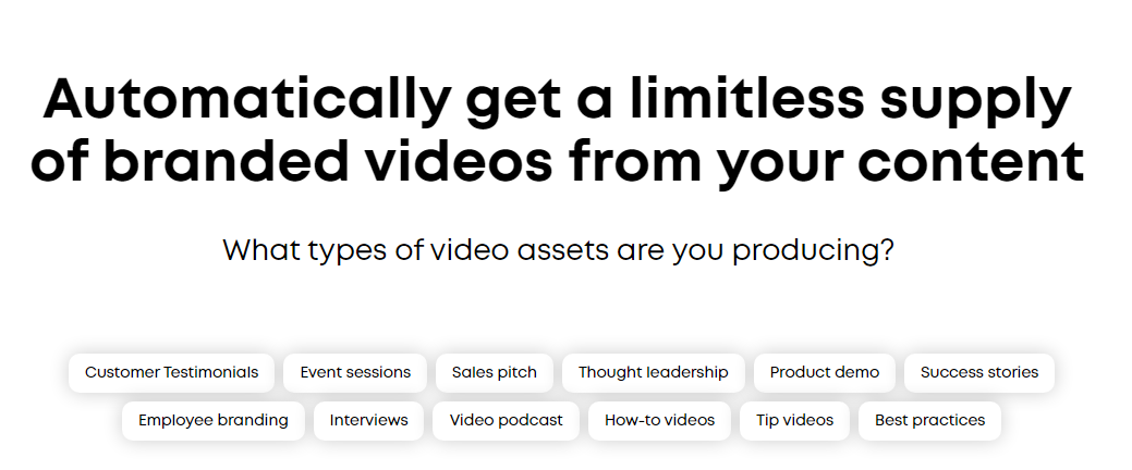 Peech offers a unique take on AI video generators. You can use the service to generate short marketing videos for your brand based on other content that you upload to the platform.
