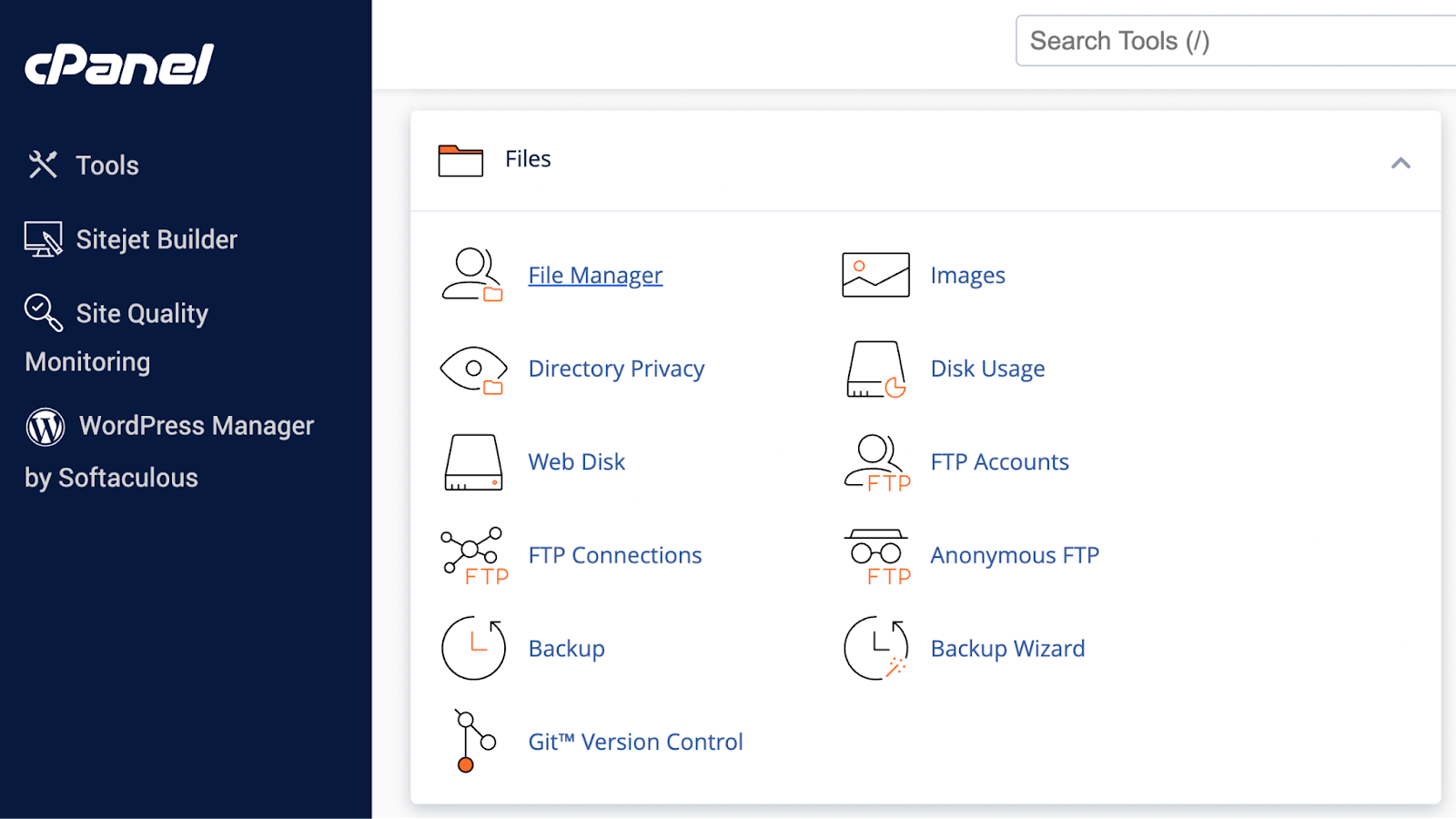 Para este siguiente paso, vuelve al panel de cPanel. Ve a Archivos → Administrador de archivos