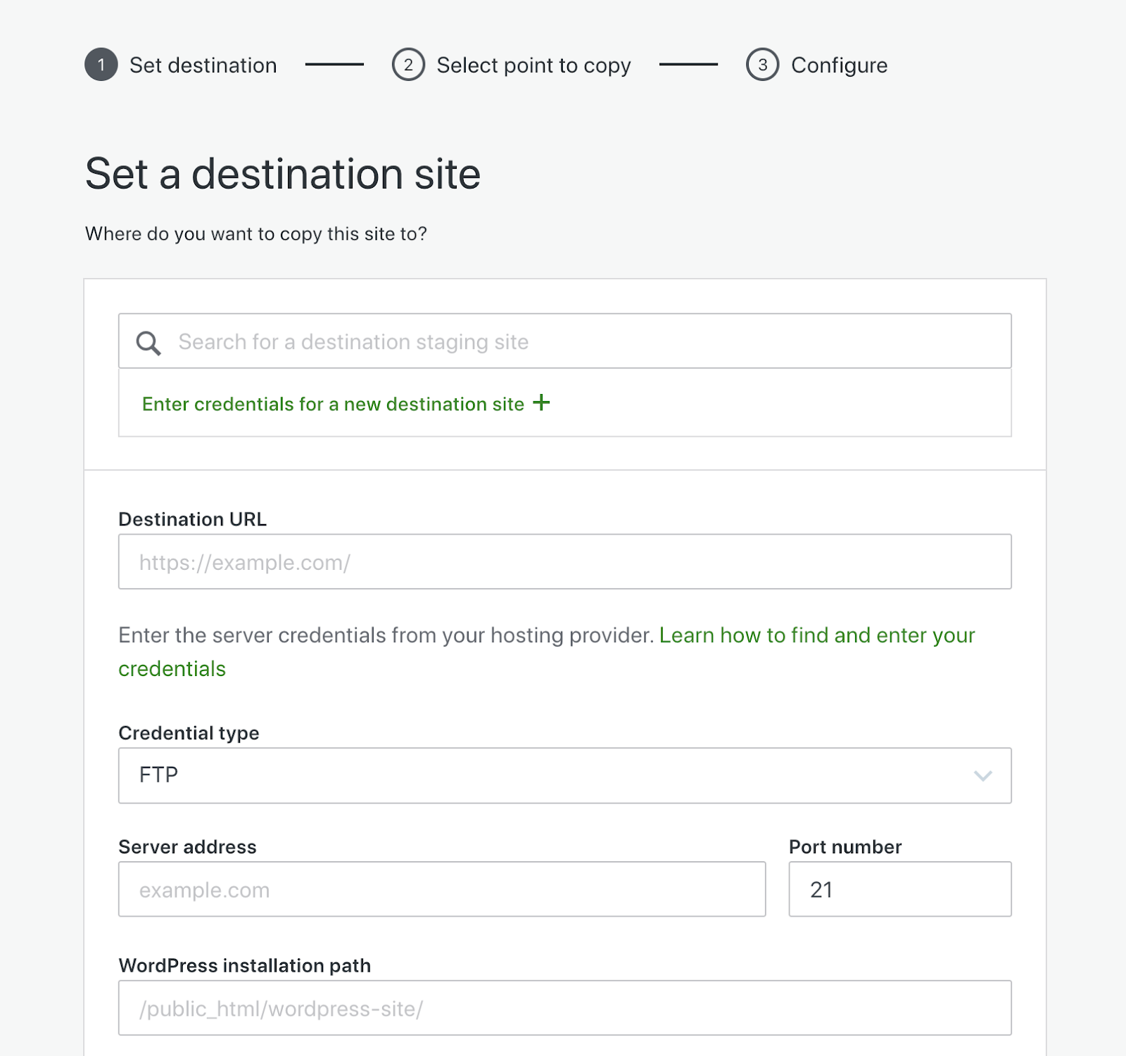 In the window that appears, fill in the information about your new server. Learn more about how to find this information. 