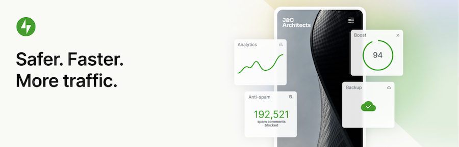 Jetpack performance page with icons representing its various features