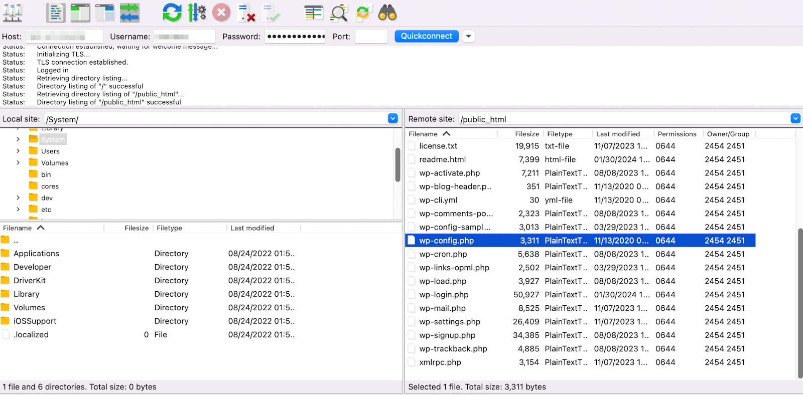 editing the wp-config.php file