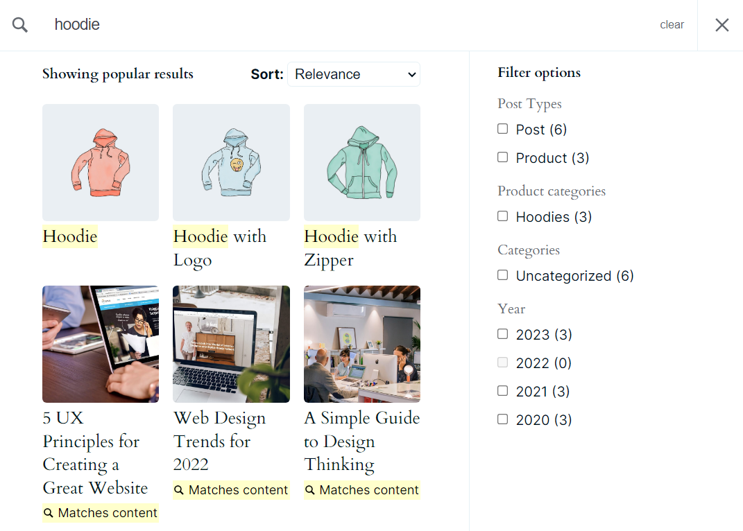 highlighted search result text