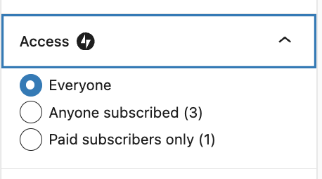 Post access options: Everyone, Anyone subscribed, and Paid subscribers only