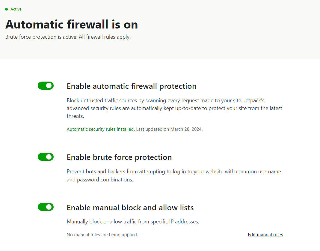 toggle for the automatic firewall
