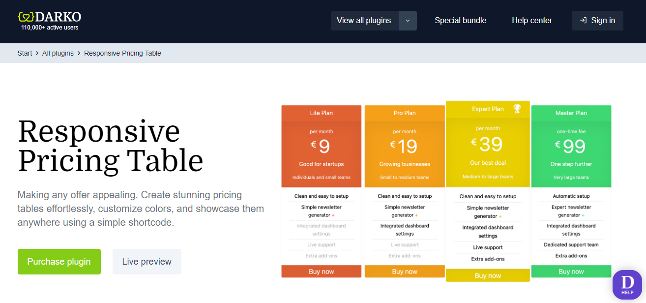 Responsive Pricing Table is another plugin you might consider if you sell plans or subscriptions. 