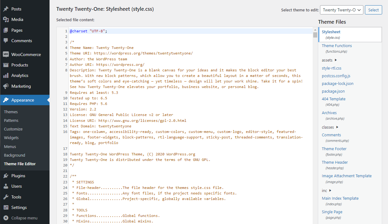 style.css template