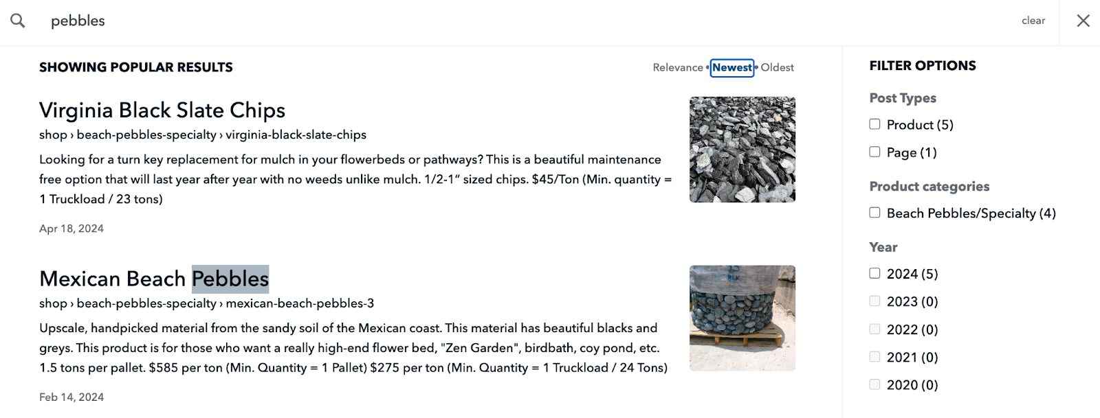 showing search results for "pebbles"
