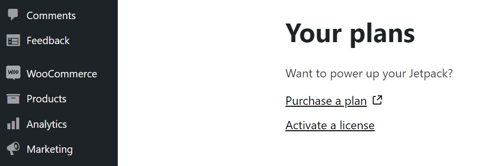 viewing Jetpack plans