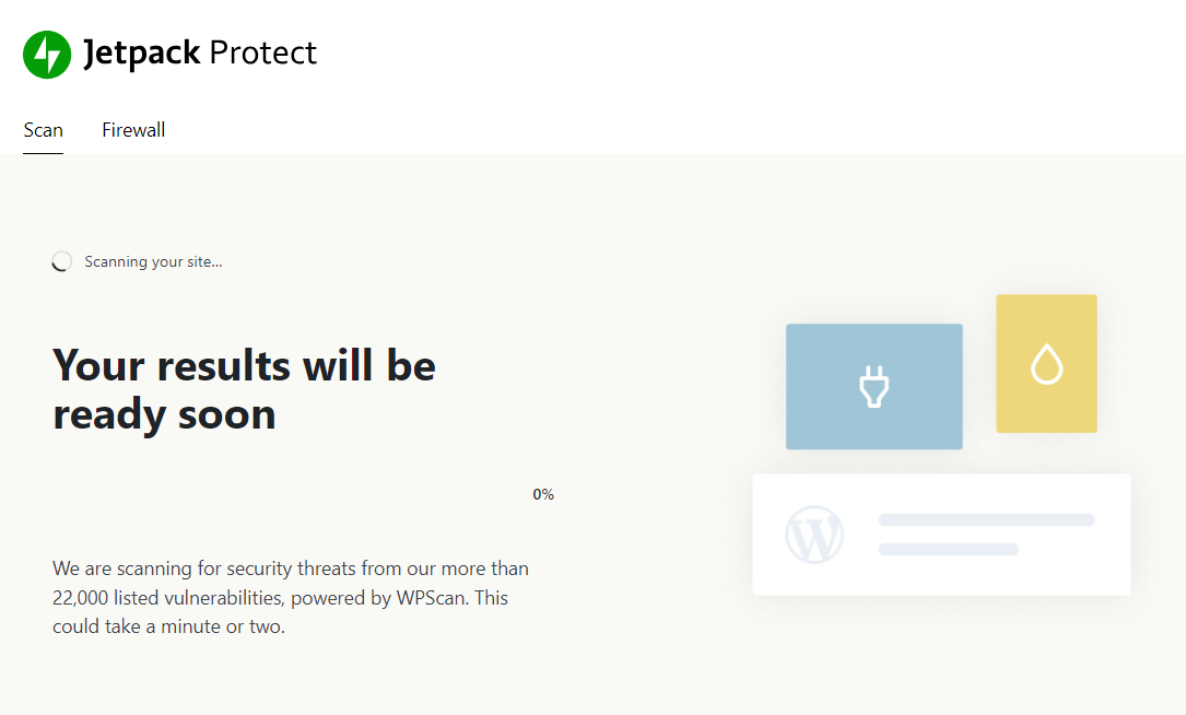 Jetpack Protect scanning a website