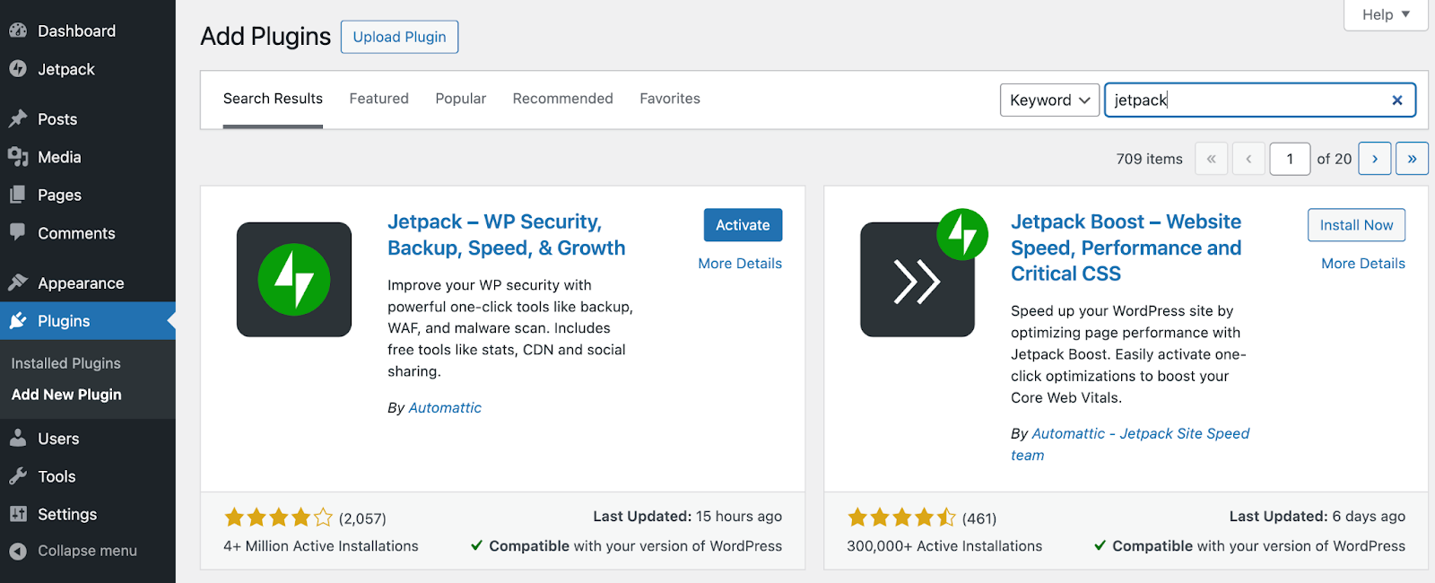 Click on Install Now followed by Activate. Then, you'll be prompted to set up Jetpack. 