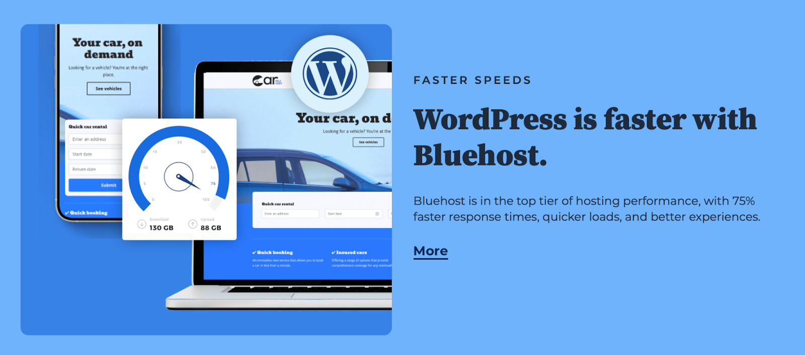 Bluehost is a good example of a host that puts a strong focus on speed and performance.