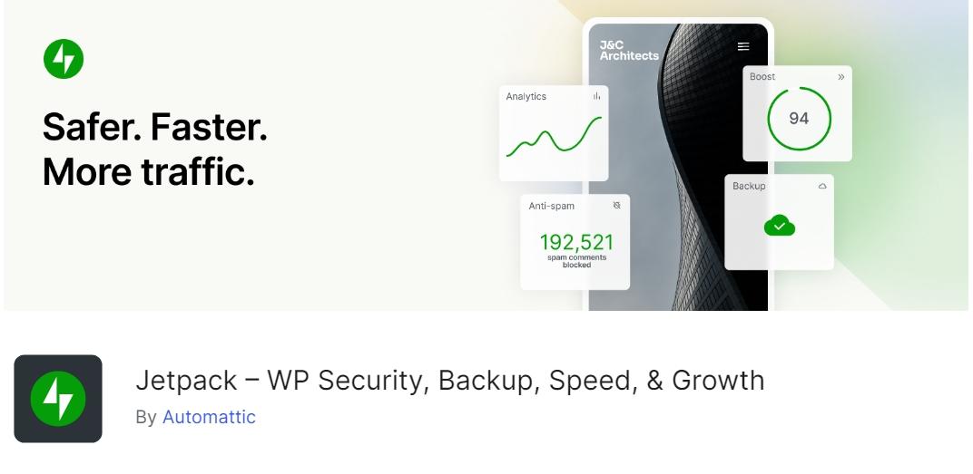Puedes ampliar la variedad de funciones de seguridad que ofrece el plugin suscribiéndote al plan Jetpack Security. 