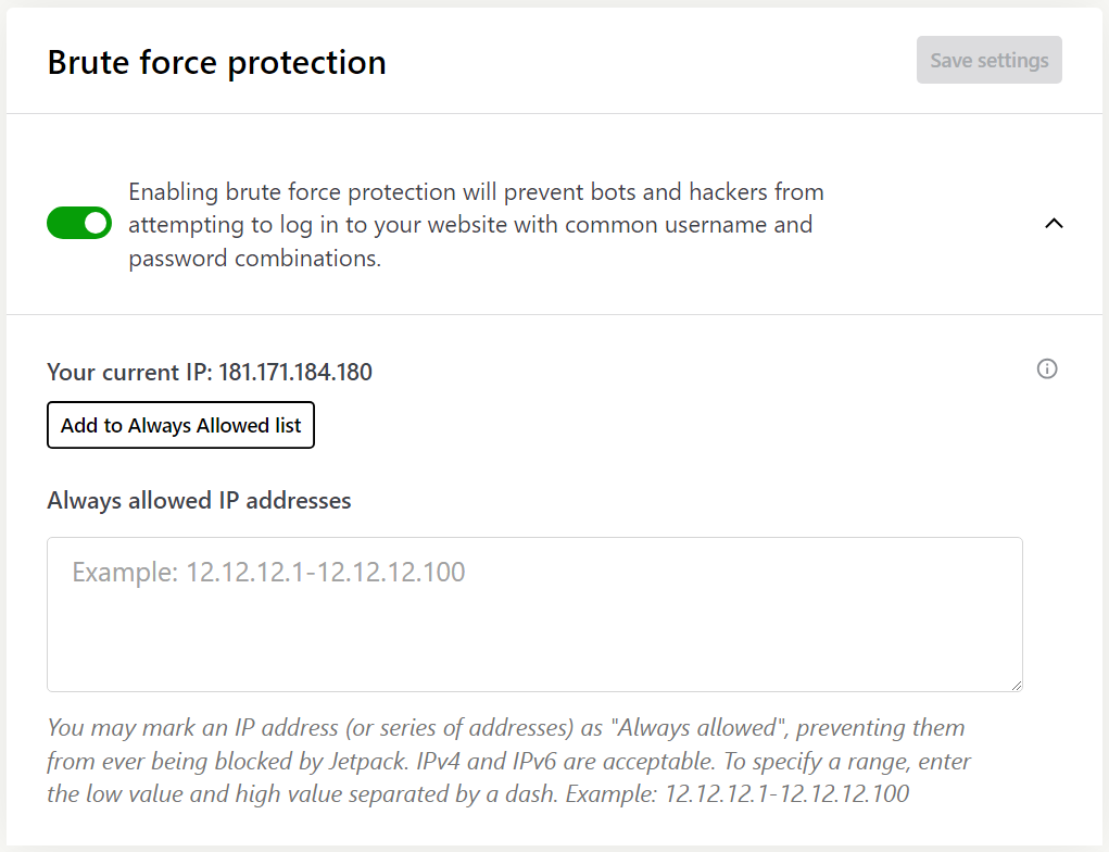El plugin ofrece protección contra ataques de fuerza bruta, capaz de reconocer direcciones IP maliciosas conocidas y bloquear sus intentos de inicio de sesión.