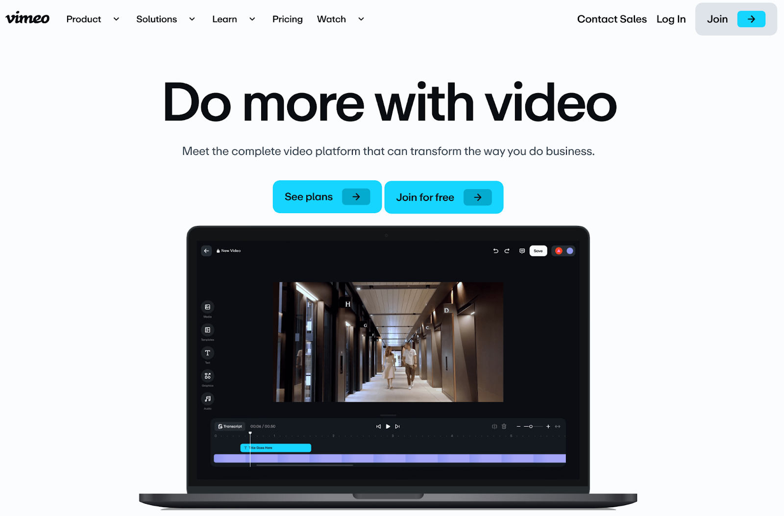 Vimeo goes beyond just hosting. It gives you all the features you need to edit, manage, and publish video content. In terms of editing, you can add text, effects, and more.