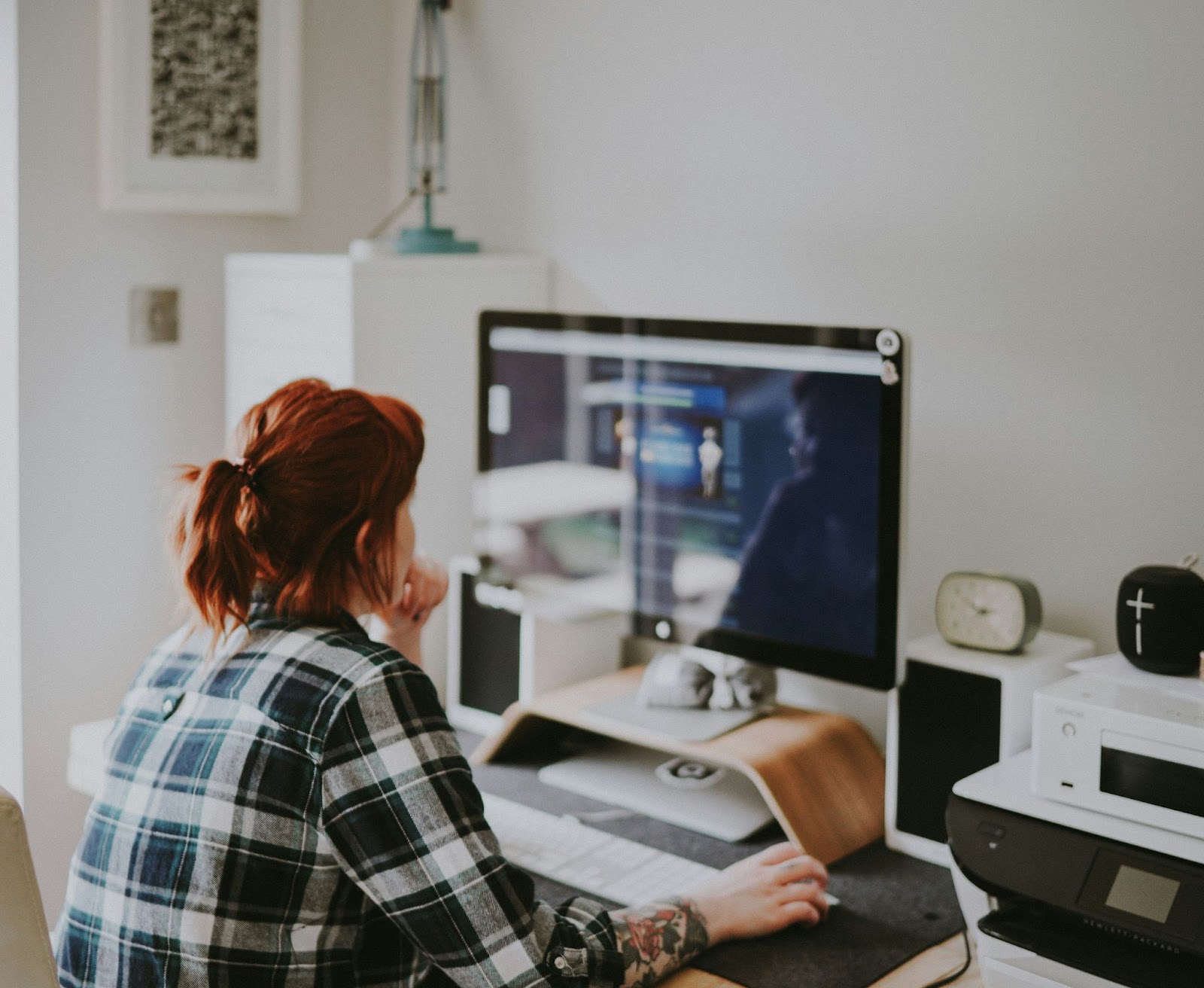 woman working at a computer