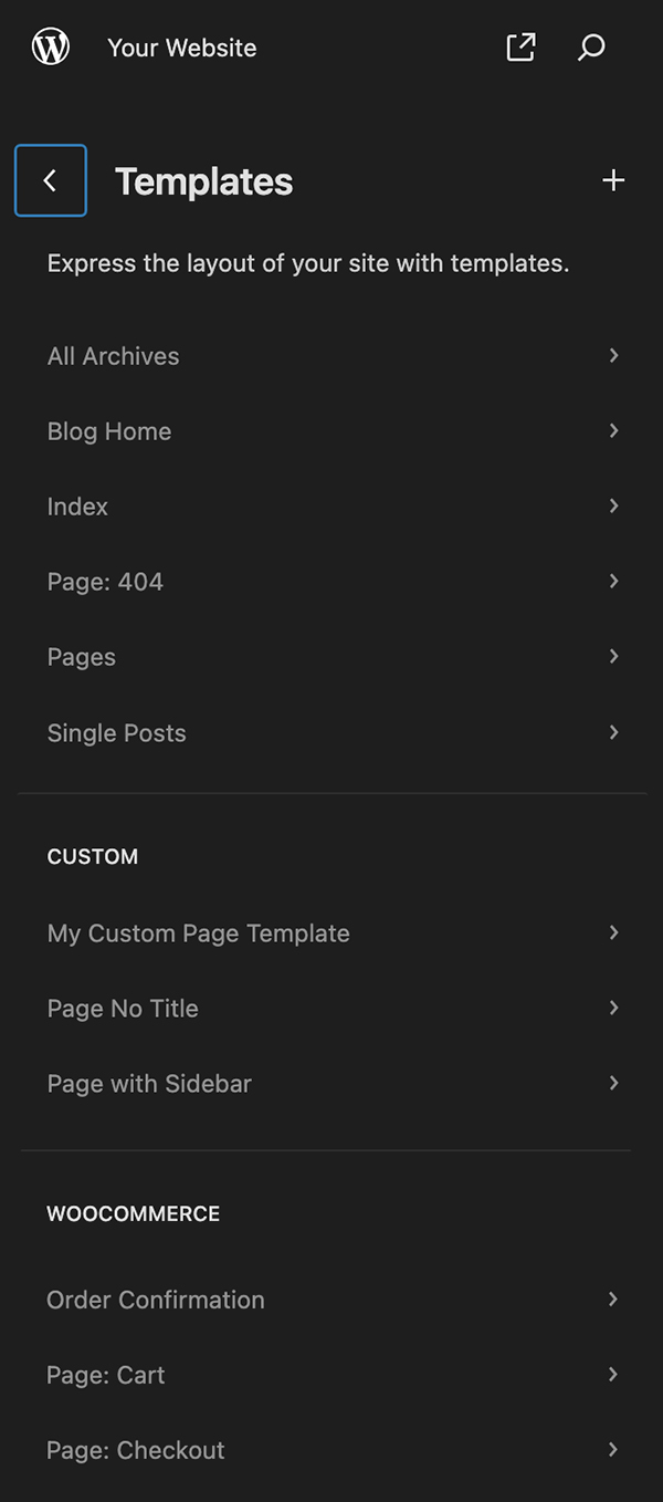 list of templates