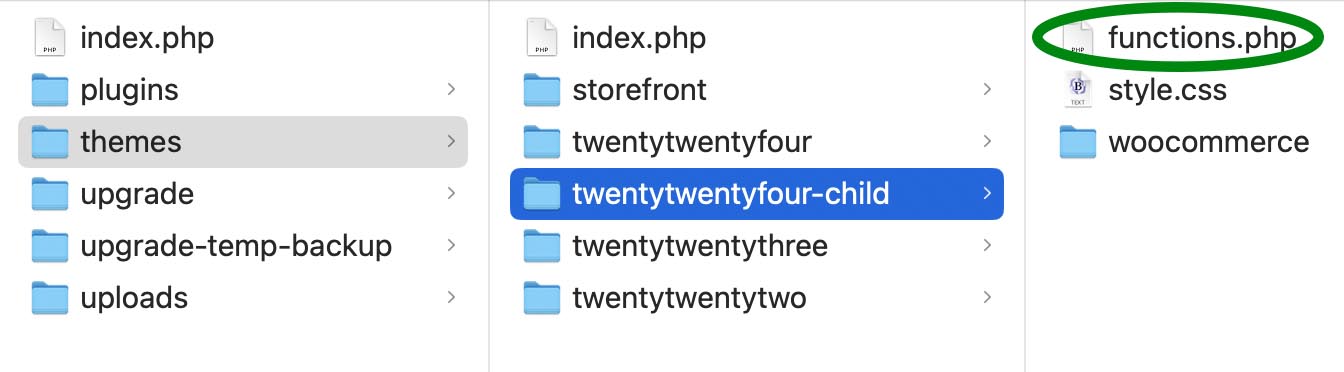 finding the functions.php file