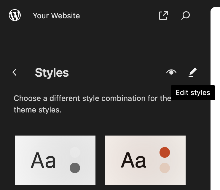 editing styles panel