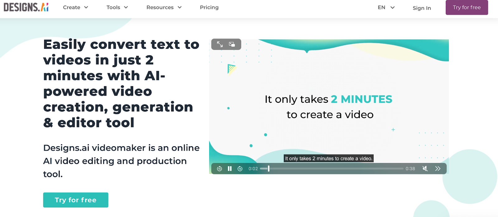 Designs.ai is an online video editing and production tool which combines high-quality stock content with AI technology to help you save time and improve accuracy.