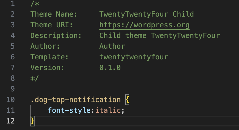 adding custom CSS to a child theme
