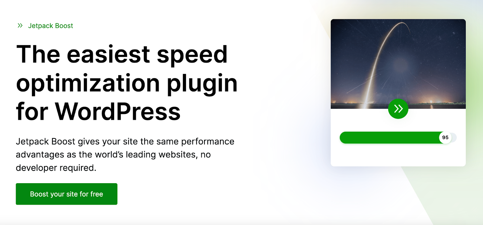 Jetpack Boost CTA - with just a few clicks, you can enhance your site's performance by optimizing CSS loading, deferring non-essential JavaScript, and optimizing images.