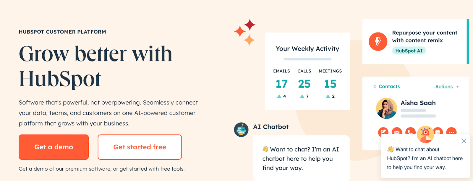 HubSpot es una plataforma de gestión de relaciones con los clientes (CRM) que también ofrece potentes herramientas de crecimiento y marketing.