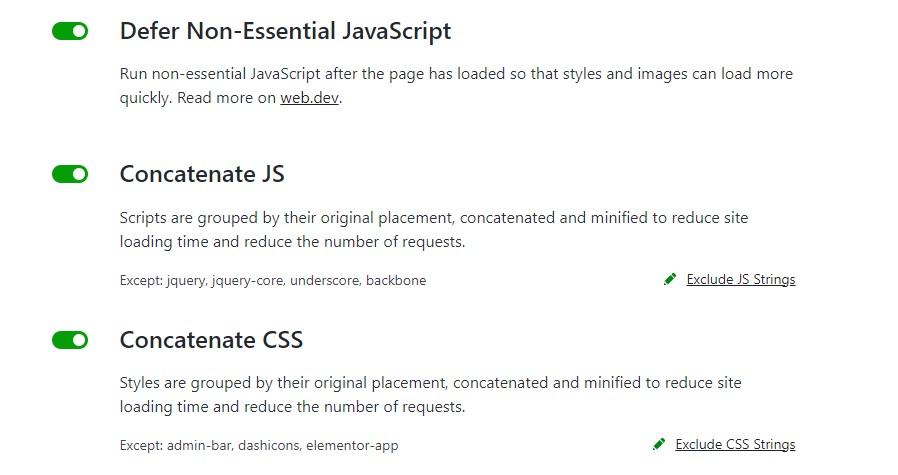 Head to the Jetpack Boost dashboard to enable the toggles to generate critical CSS above the fold, defer JavaScript, and combine and compress JavaScript and CSS code for faster loading. 