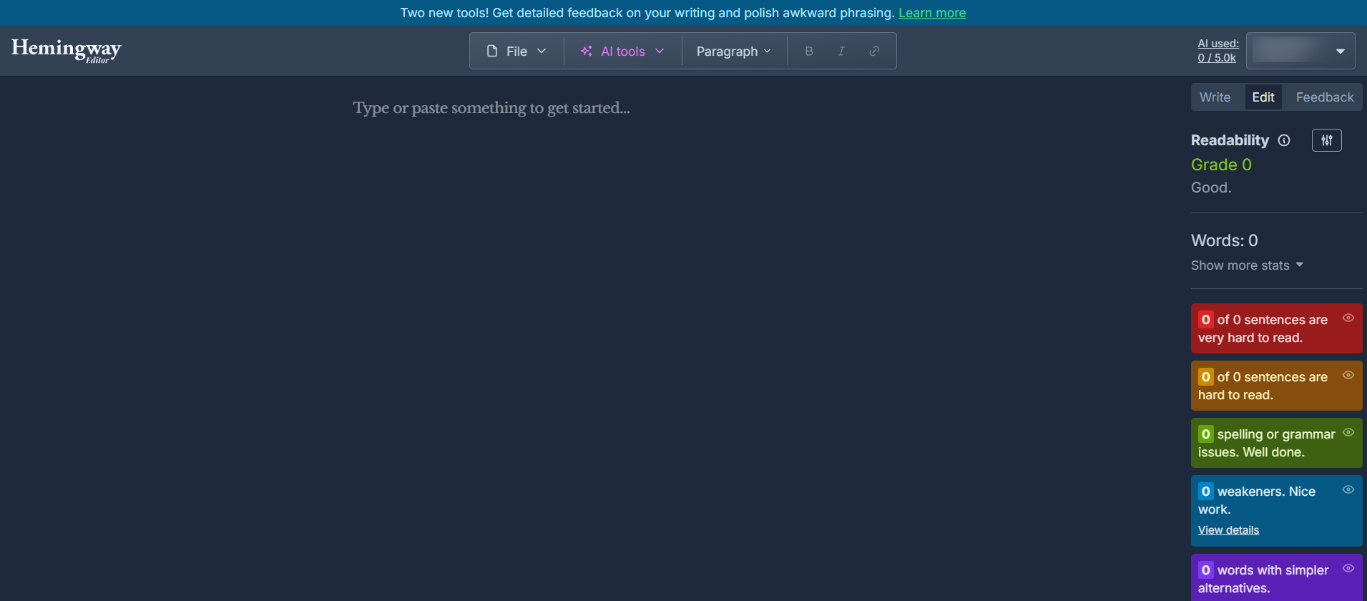 Hemingway editor tools in action