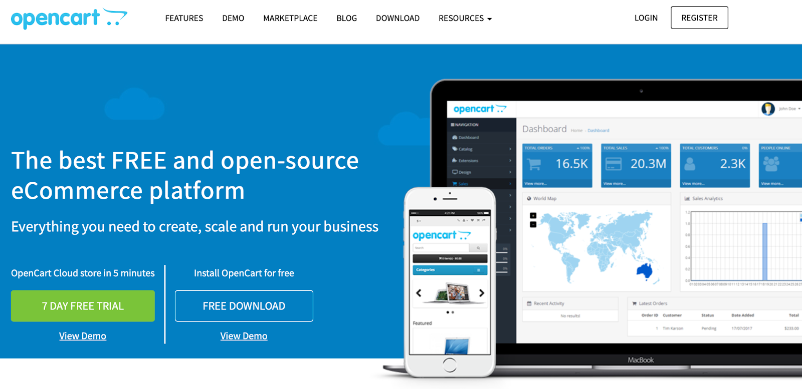 OpenCart is a free, open-source platform. It has a library of extensions and themes, as well as store management tools.