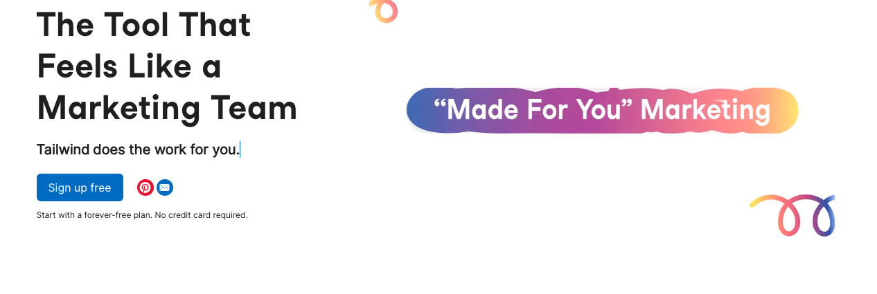 Tailwind is a social media automation platform that offers a suite of tools, including content Copilot, Content Ghostwriter, and Create.