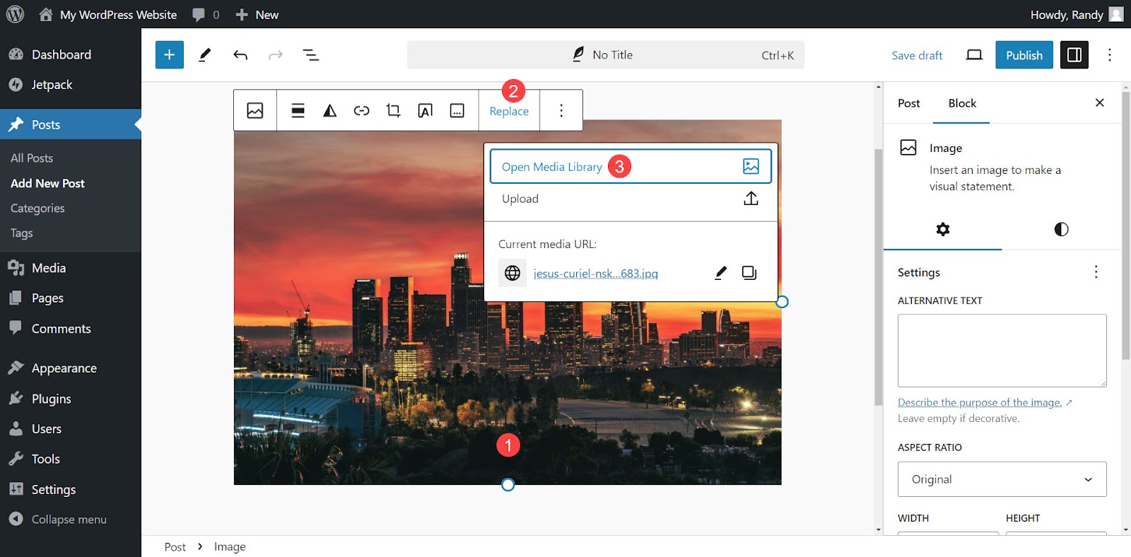replacing an image through the media library