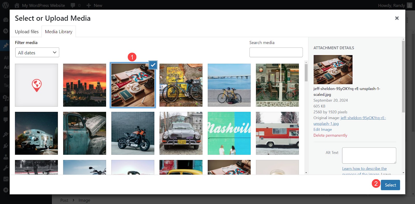 adding an image from the media library