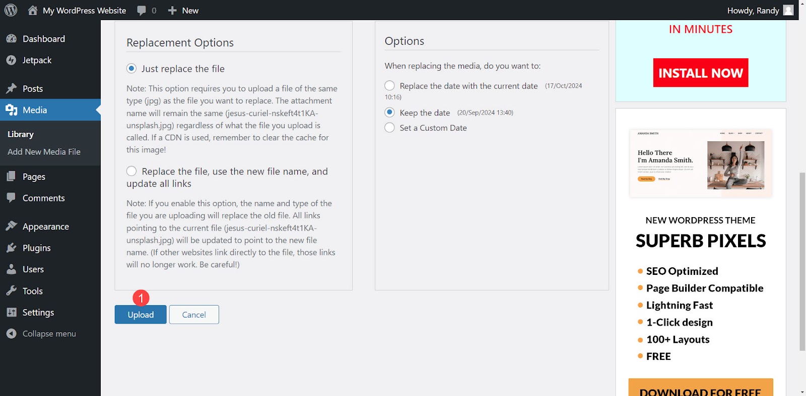 replacement options and settings